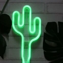 Luz De Neón De Cactus, Decoración De Pared, Letreros De Neón Para Habitación De Niños Con Soporte De Mesa, Batería Y Luz Nocturna Alimentada Por USB, Decoración Del Hogar (NECAC)