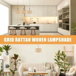 Pantalla De Mimbre, Lámpara De Araña De Ratán, Cubiertas De Luz De Techo Tejidas, Pantalla De Bombilla Con Clip Para Mesa, Pared, Techo, Lámpara De Pie -Trio Ventas 63887336 5