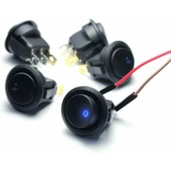 5 Uds DC 20A 12V Interruptor Basculante Redondo Para Coche Barco Con LED Azul -Trio Ventas 65035626 3