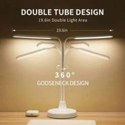 Lámpara De Escritorio Con Cargador Inalámbrico, Lámpara De Escritorio LED De 8w Con Ajuste De Cuello De Cisne, área De Luz Doble De 6000k -Trio Ventas 65662657 3