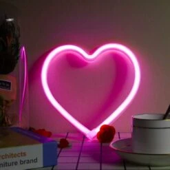 Letreros De Neón En Forma De Corazón, Luces De Neón LED Alimentadas Por Batería O USB Para Fiestas, Luces Decorativas Para El Hogar, Lámparas Decorativas De Mesa Y Pared, Regalos Para El Día De La Mad