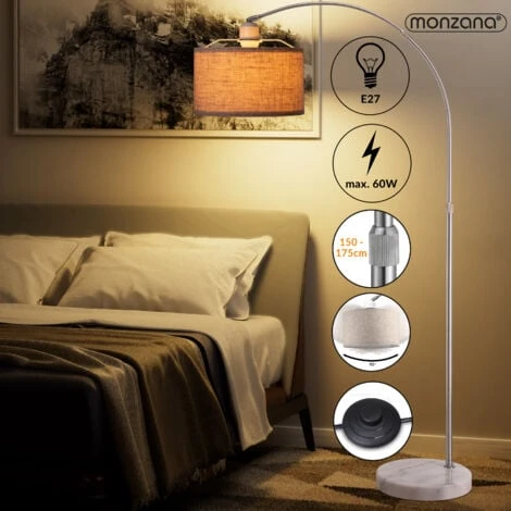 Monzana Lámpara Arco Altura Ajustable 150-175cm Pantalla Lino Inclinable Ø25cm Base De Mármol Ø30cm Lámparas De Pie E27 60V 5 Monzana Lámpara Arco Altura Ajustable 150-175cm Pantalla Lino Inclinable Ø25cm Base De Mármol Ø30cm Lámparas De Pie E27 60V - Imagen 3