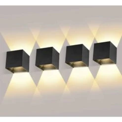 RHAFAYRE Paquete De 4 Luces De Pared Para Interiores/exteriores De 12 W Con ángulo De Haz Ajustable Luces De Pared LED 3000 K Luz De Pared Blanca Cálida Impermeable IP65 Luz Negra Para Sala De Estar D