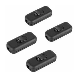 Interruptor Bipolar De 6 A, Interruptor De Cable En Línea Para Electrodomésticos Pequeños O Lámparas, Negro, Paquete De 4