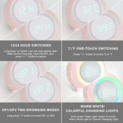 Reloj Despertador Digital, Reloj De Noche LED, Reloj Despertador Doble Con Luz Nocturna, Reloj Despertador Para Niños, Reloj Despertador Pequeño Para Viajes En Casa, Alimentado Por USB, Melocotón Lind -Trio Ventas 67692296 4