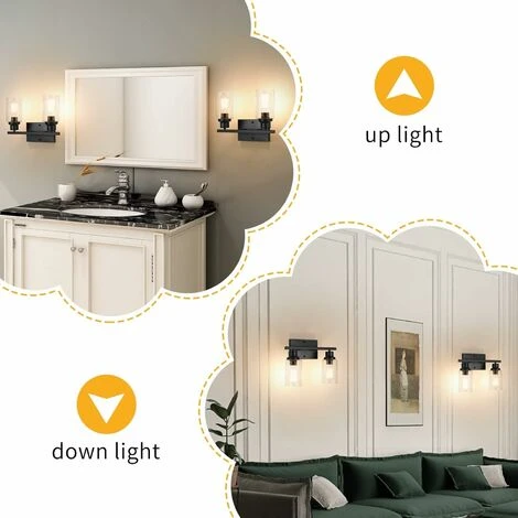 ZOLGINAH Negro Vanity Light Glass Shade Aplique De Pared Estilo Vintage Apliques De Pared Interior Para Baño 5 ZOLGINAH Negro Vanity Light Glass Shade Aplique De Pared Estilo Vintage Apliques De Pared Interior Para Baño - Imagen 3