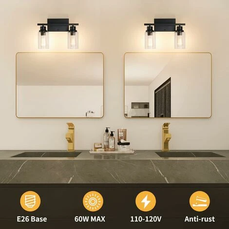 ZOLGINAH Negro Vanity Light Glass Shade Aplique De Pared Estilo Vintage Apliques De Pared Interior Para Baño 7 ZOLGINAH Negro Vanity Light Glass Shade Aplique De Pared Estilo Vintage Apliques De Pared Interior Para Baño - Imagen 5