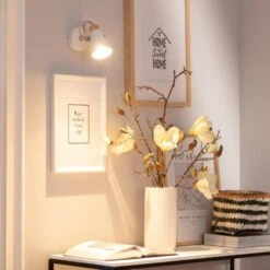 Lámpara De Pared Orientable Metal Y Madera 1 Foco Mara Blanco. -Trio Ventas 6954054 2