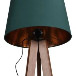 Lámpara Con Trípode De Madera Marrón Y Pantalla De Tela Verde Oscuro - D.45 X Alt. 152 Cm - LORENS - Venta-unica -Trio Ventas 69551780 5
