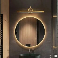 Lámpara De Espejo De Baño LED Vintage Apliques Iluminación De Baño Latón IP44 Tocador Impermeable Iluminación Lámparas De Espejo Cosmético, Lámpara De Espejo Retro Europea,8W 630LM 4000K [Clase Energé -Trio Ventas 69672286 4