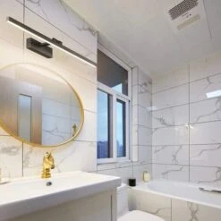 Luz De Espejo De Baño LED 50 Cm, 12 W, IP44 Luz De Pared De Baño A Prueba De Agua 180 ° Giratoria, Luz De Espejo De Baño Moderna, Blanco Cálido 3000 K, Schwarz,Negro [Clase Energética F] -Trio Ventas 69673699 2