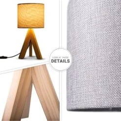 Paco Home Lámpara De Mesa Trípode Mesilla Lámpara De Pie E27 Pantalla Tela Uni Lámpara De Mesa - Beige, Gris (Ø17 Cm) -Trio Ventas 70339053 3
