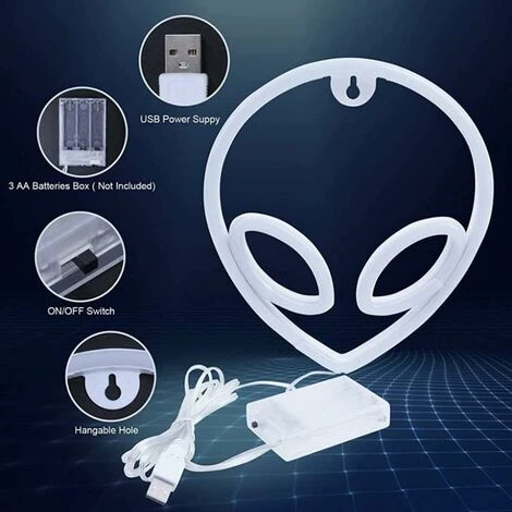 Letreros De Neón LED, Letrero De Pared De Neón Con Forma De Cabeza De Alienígena Para Dormitorio, Habitación De Niños, Hotel, Tienda, Restaurante, Juego, Oficina, (rosa Azul) 7 Letreros De Neón LED, Letrero De Pared De Neón Con Forma De Cabeza De Alienígena Para Dormitorio, Habitación De Niños, Hotel, Tienda, Restaurante, Juego, Oficina, (rosa Azul) - Imagen 5