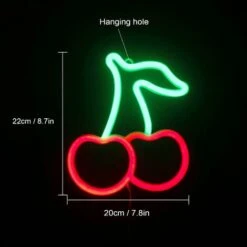 Luces De Neón De Cereza Para Dormitorio, Letreros De Neón, Letrero De Pared De Neón Led Rojo Y Verde, Letrero De Lámpara De Neón De Fruta Para Niños, Hogar, Restaurante, Dormitorio, Decoración De Pare -Trio Ventas 71203210 4