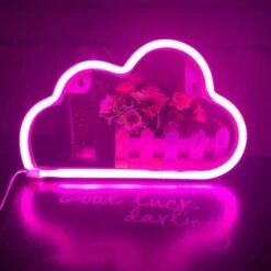 QiaoFei Neon LED Cloud Sign Light Decor, Decoración De Pared Para Navidad, Fiesta De Cumpleaños, Habitación De Niños, Sala De Estar, Decoración De Fiesta De Boda (rosa) -Trio Ventas 71205015 2