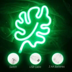 Letreros De Neón De Hoja Verde Luces De Neón LED Para Paredes Letrero De Luz De Efecto Neón LED Para Dormitorio Restaurante Fiesta Decoraciones Para El Hogar Regalo De Cumpleaños (hoja De Tortuga Verd -Trio Ventas 71205797 3