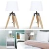 Juego De 2 Lámparas De Cabecera HILDA Sobre Soporte De Madera Clara, Blanco -Trio Ventas 71614797 1
