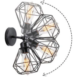 2 Pcs Apliques De Pared Vintage, Lámpara De Techo Ajustable,para Pasillo Escalera Dormitorio - Negro -Trio Ventas 71798097 5