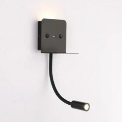 Aplique De Pared Led "Slange" 3W + Luz De Lectura Con Puerto Usb Negro Negro
