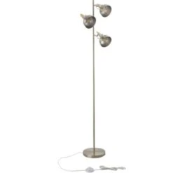 Lámpara De Pie De Metal 3 Focos Plata Emer Plata.Plata