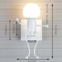 Aplique De Pared Interior E27 Aplique De Pared Industrial Moderno Lámpara De Pared De Estilo Simple Para Sala De Estar Pasillo Dormitorio 220V Bombilla No Incluida (robot Negro) -Trio Ventas 74856262 3