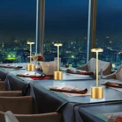 Lámpara De Mesa LED Inalámbrica USB De Aluminio Recargable De 1200 MAh Para Comedor U Oficina (oro Local) -Trio Ventas 75007371 3