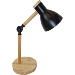 Lámpara Flexo De Escritorio, BEL AIR HOME - Serie TEACHER, Color Negro, 1xE-27, Realizado En Metal Y Madera