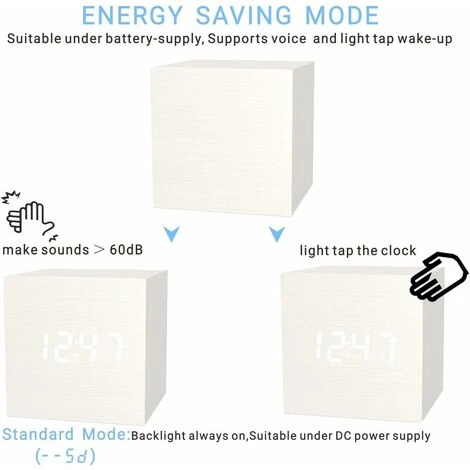 Despertador De Madera - Mini Reloj Digital Con Pantalla De Tiempo De Temperatura, 3 Niveles De Brillo Y Control De Voz, Perfecto Para Viajes En Casa 4 Despertador De Madera - Mini Reloj Digital Con Pantalla De Tiempo De Temperatura, 3 Niveles De Brillo Y Control De Voz, Perfecto Para Viajes En Casa - Imagen 2