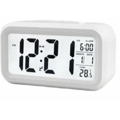 Reloj Despertador Silencioso, BR-Vie, Reloj Despertador Digital Con Pilas, Pantalla Brillante Grande, Indicador De Fecha, Calendario, Temperatura, 12/24 Horas, Tiempo De Repetición Para Dormitorio, Of