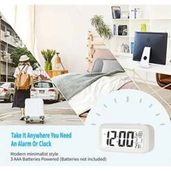Reloj Despertador Silencioso, BR-Vie, Reloj Despertador Digital Con Pilas, Pantalla Brillante Grande, Indicador De Fecha, Calendario, Temperatura, 12/24 Horas, Tiempo De Repetición Para Dormitorio, Of -Trio Ventas 76477878 5