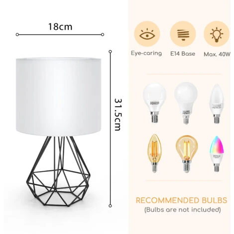 Aigostar - Lámpara De Mesa Estilo Retro Industrial, Portalámparas De Casquillo Fino E14, Lámpara Decorativa Con Base Metálica Y Tulipa Blanca, Perfecta Para Decorar Cualquier Estancia 5 Aigostar - Lámpara De Mesa Estilo Retro Industrial, Portalámparas De Casquillo Fino E14, Lámpara Decorativa Con Base Metálica Y Tulipa Blanca, Perfecta Para Decorar Cualquier Estancia - Imagen 3