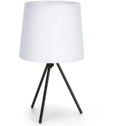 Aigostar - Lámpara De Mesa Minimalista, Portalámparas De Casquillo Fino E14, Lámpara Decorativa Con Base De 3 Patas Metálica Y Tulipa Blanca, Perfecta Para Mesa De Noche O Decorar Cualquier Estancia