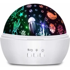 BR-Vie Baby Night Light, Star Night Light Projection Lámpara De Proyector LED Giratoria Para Niños Y 8 Colores Baby Projection Lamp Para Cumpleaños Fiesta De Navidad - Blanco