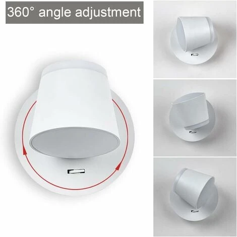 LYCXAMES Luz De Lectura Blanca Apliques Para En Interior Lámpara De Lectura LED Lámpara De Cama Lámpara Con Interruptor Dormitorio Hoteles Lámpara De Noche,Blanc (5W+7W, 3000K) 6 LYCXAMES Luz De Lectura Blanca Apliques Para En Interior Lámpara De Lectura LED Lámpara De Cama Lámpara Con Interruptor Dormitorio Hoteles Lámpara De Noche,Blanc (5W+7W, 3000K) - Imagen 4