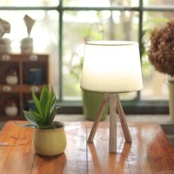 Aigostar - Lámparas De Mesita De Noche, Lámpara De Mesa E14, Pantalla De Tela, Lámpara Escritorio Diseño Clasico Vintage Para Dormitorio, Estudio, L18 X H31cm -Trio Ventas 80224452 3