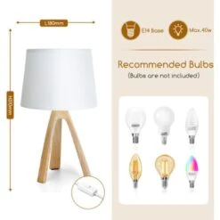 Aigostar - Lámparas De Mesita De Noche, Lámpara De Mesa E14, Pantalla De Tela, Lámpara Escritorio Diseño Clasico Vintage Para Dormitorio, Estudio, L18 X H31cm -Trio Ventas 80224452 4