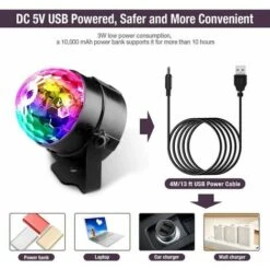 Luz LED De Bola De Discoteca LED, Efectos De Luz De Discoteca Controlados Por Música, Luz De Discoteca Con Cable USB, Luz De Fiesta Giratoria De 360 ° Con Control Remoto -Trio Ventas 81041002 4