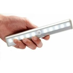 MINKUROW 10 Led Pir Sensor De Movimiento Luz De Armario Debajo De La Luz Del Armario, Tira De Luz De Armario Inalámbrica Alimentada Por Batería Con Base Magnética De Barra, Luz Nocturna Para Escaleras