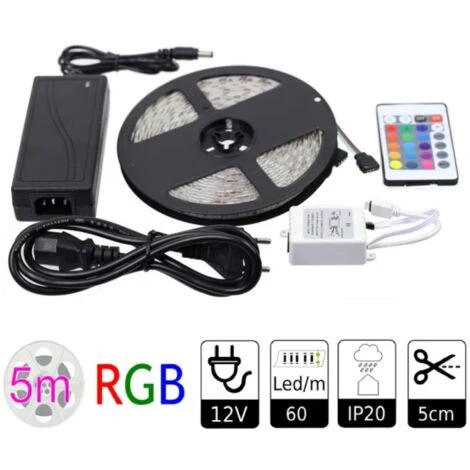 Jandei - Kit Tira LED RGB Bobina 5 MTS IP20 Para Interior SMD5050, Incluye Mando A Distancia Y Transformador. Potencia 14,4W/M. Base Adhesiva 3M 3 Jandei - Kit Tira LED RGB Bobina 5 MTS IP20 Para Interior SMD5050, Incluye Mando A Distancia Y Transformador. Potencia 14,4W/M. Base Adhesiva 3M
