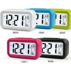MINKUROW Reloj Despertador Digital Inteligente Con Fecha Y Temperatura Botón De Repetición Reloj De Escritorio Rectangular Alimentado Por Batería Para Dormitorio Oficina Azul -Trio Ventas 85702457 2