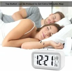 MINKUROW Reloj Despertador Digital Inteligente Con Fecha Y Temperatura Botón De Repetición Reloj De Escritorio Rectangular Alimentado Por Batería Para Dormitorio Oficina Azul -Trio Ventas 85702457 3