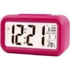 MINKUROW Reloj Despertador Digital Inteligente Con Fecha Y Temperatura Botón De Repetición Reloj De Escritorio Rectangular Con Pilas Para Dormitorio Oficina Rosa Roja