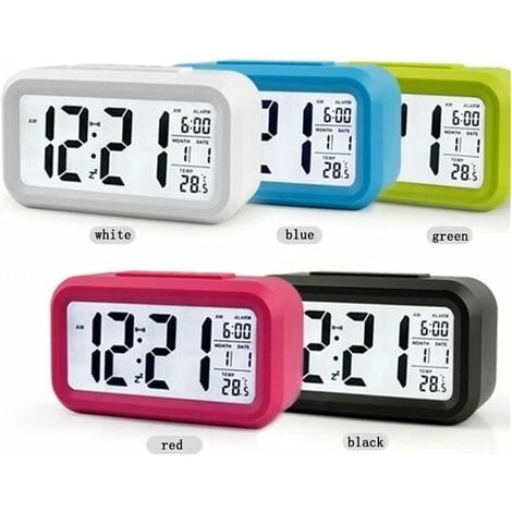 MINKUROW Reloj Despertador Digital Inteligente Con Fecha Y Temperatura Botón De Repetición Reloj De Escritorio Rectangular Alimentado Por Batería Para Dormitorio Oficina Blanco 4 MINKUROW Reloj Despertador Digital Inteligente Con Fecha Y Temperatura Botón De Repetición Reloj De Escritorio Rectangular Alimentado Por Batería Para Dormitorio Oficina Blanco - Imagen 2