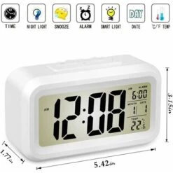 MINKUROW Reloj Despertador Digital Inteligente Con Fecha Y Temperatura Botón De Repetición Reloj De Escritorio Rectangular Alimentado Por Batería Para Dormitorio Oficina Blanco 10 MINKUROW Reloj Despertador Digital Inteligente Con Fecha Y Temperatura Botón De Repetición Reloj De Escritorio Rectangular Alimentado Por Batería Para Dormitorio Oficina Blanco -Trio Ventas 85702576 4
