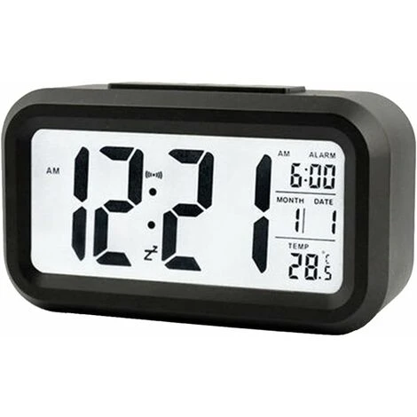 MINKUROW Reloj Despertador Digital Inteligente Con Fecha Y Temperatura Botón De Repetición Reloj De Escritorio Rectangular Alimentado Por Batería Para Dormitorio Oficina Negro 3 MINKUROW Reloj Despertador Digital Inteligente Con Fecha Y Temperatura Botón De Repetición Reloj De Escritorio Rectangular Alimentado Por Batería Para Dormitorio Oficina Negro