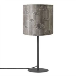 Paco Home Lámpara Mesa Mesilla Pantalla Tela Pared Salón Lámpara Mesa Vintage Lámpara De Mesa - Negro, Diseño 9 (Ø18 Cm)