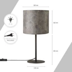 Paco Home Lámpara Mesa Mesilla Pantalla Tela Pared Salón Lámpara Mesa Vintage Lámpara De Mesa - Negro, Diseño 9 (Ø18 Cm) -Trio Ventas 85739650 3