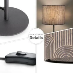 Paco Home Lámpara Mesa Mesilla Pantalla Tela Pared Salón Lámpara Mesa Vintage Lámpara De Mesa - Negro, Diseño 9 (Ø18 Cm) -Trio Ventas 85739650 4