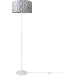 Paco Home Lámpara De Pie Salón Moderna E27 Lectura Luminaria De Pie Soporte Retro Pantalla Diseño 7 (Ø38 Cm), Lámpara De Pie De Una Pata - Blanco