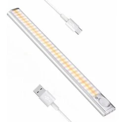 160 Luces LED Inalámbricas Para Armario, Tira De Luz LED Betterlife Para Cocina, Luces LED Para Cocina Debajo Del Armario, Sensor De Movimiento, Luz Nocturna, Carga USB Para Armario, Escalera, Pasillo